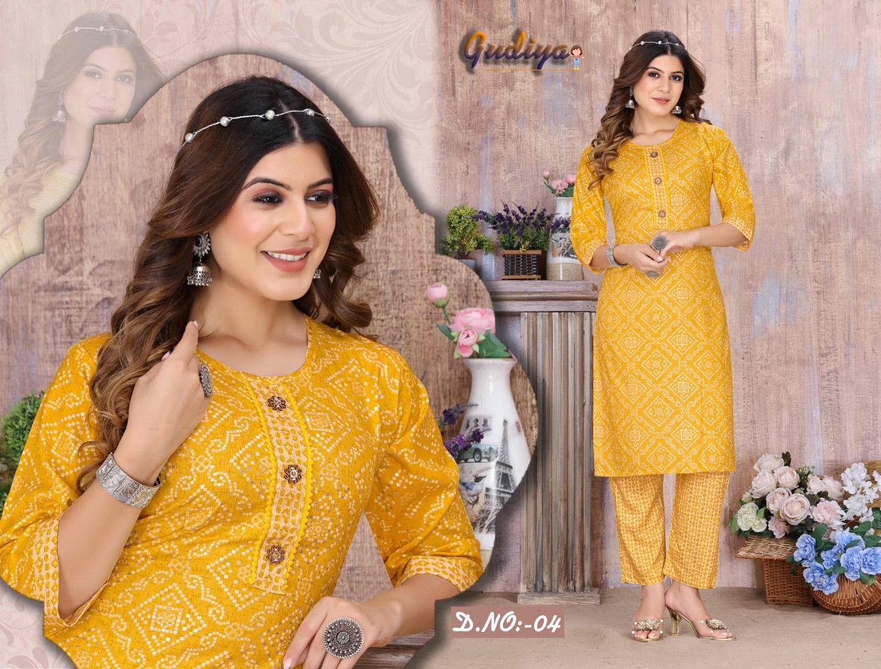 Ft Gudiya Casual Wear Wholesale Printed Kurti With Bottom
